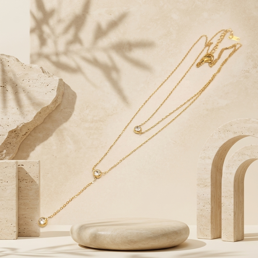 Dainty Double Laye rStone Necklace