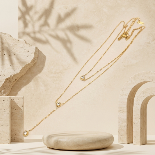 Dainty Double Laye rStone Necklace