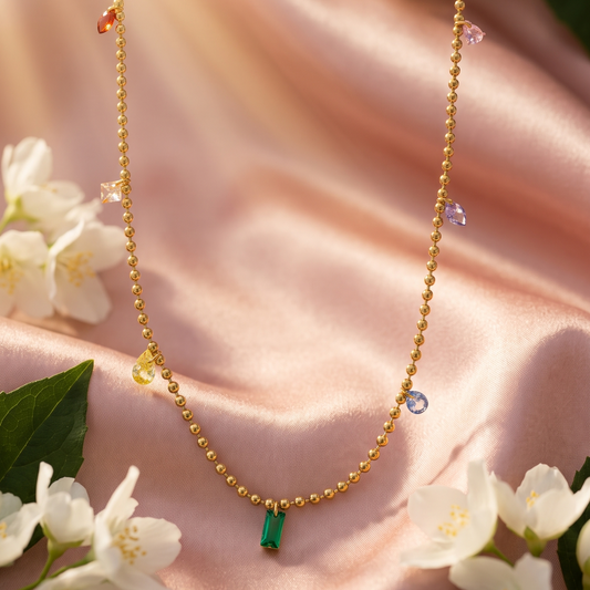 Rainbow prismatic jewel charm necklace