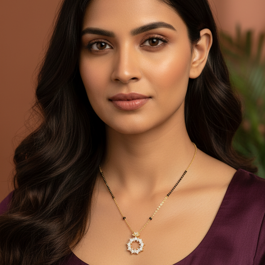 AntiTarnish Mangalsutra with gear-shaped pendant