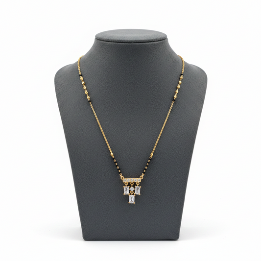 AntiTarnish Mangalsutra with Multi level WhiteStone pendant