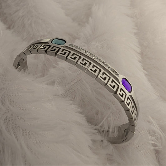 Silver bracelet with Blue and Purple gemstone