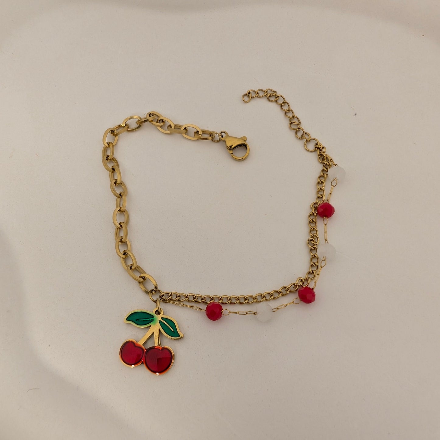 Vintage cherry charm bracelet
