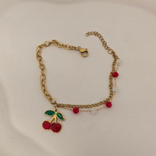 Vintage cherry charm bracelet