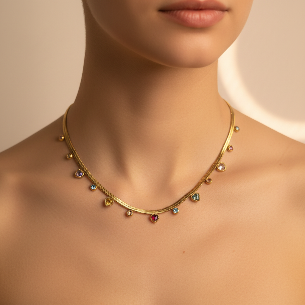 Royal multi-stone charm necklace