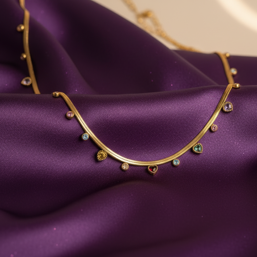 Royal multi-stone charm necklace