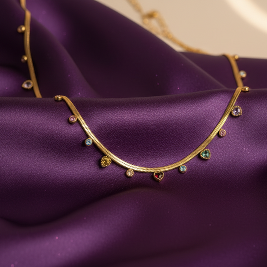 Royal multi-stone charm necklace