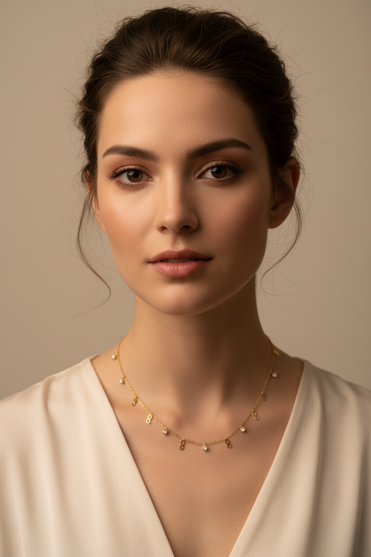 Delicate Infinity Charm Stones Necklace