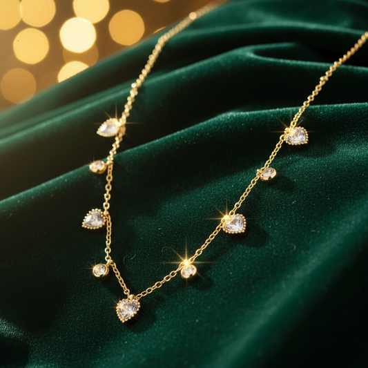 Crystal Heart Drop Necklace