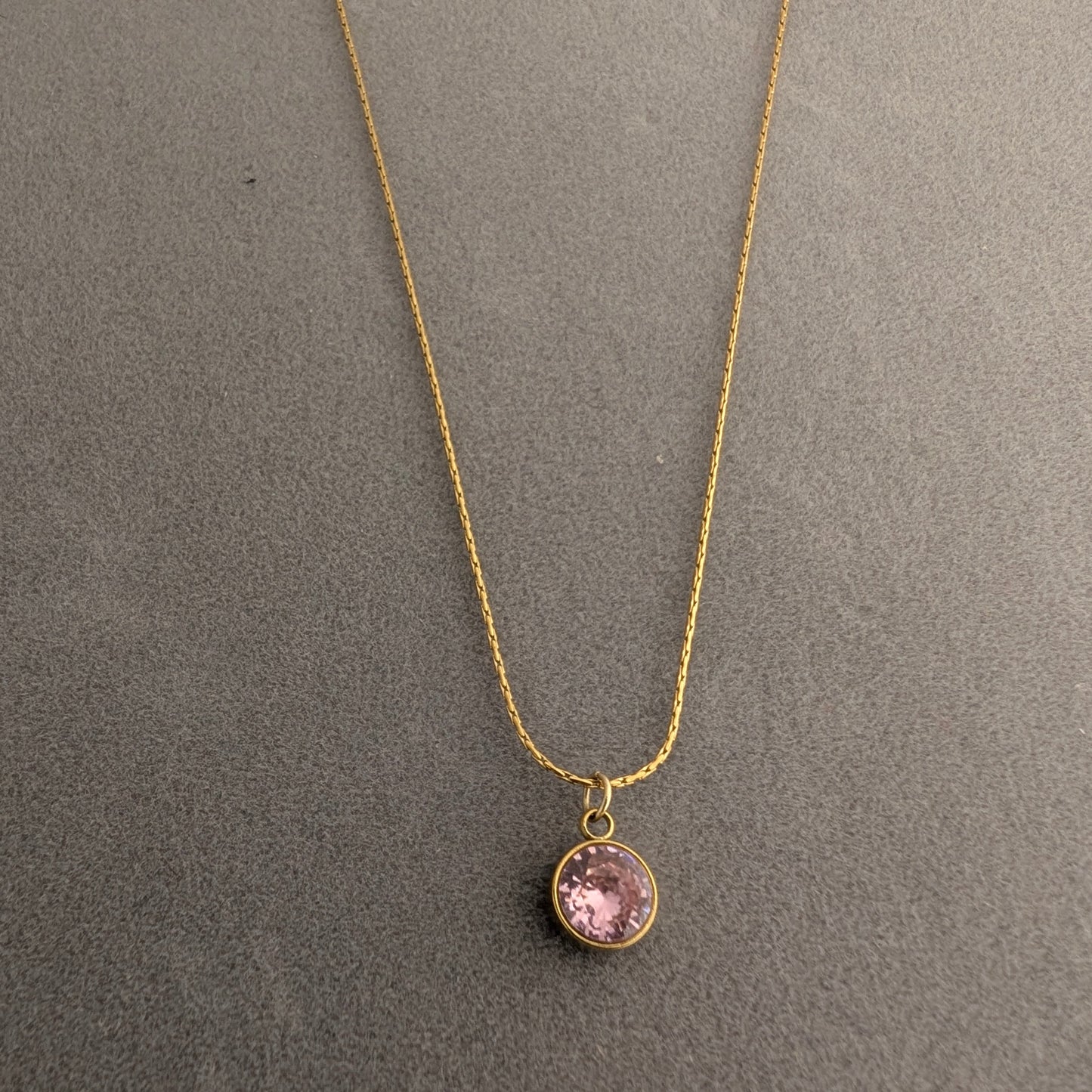 Pink solitaire dainty chain