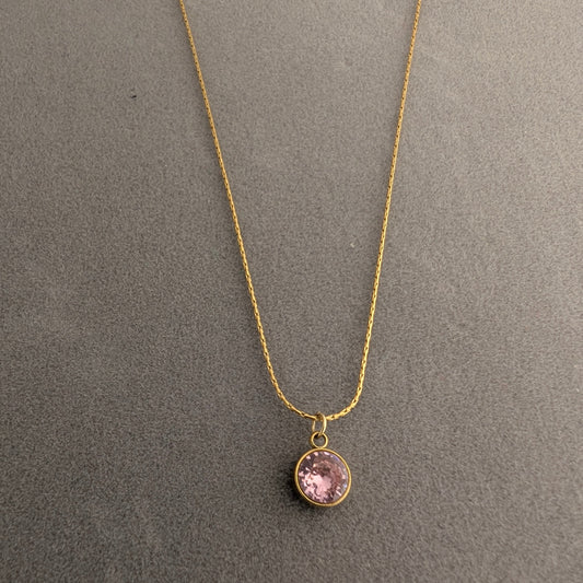 Pink solitaire dainty chain
