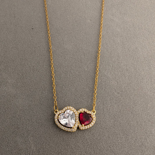 Dual heart-shaped pendant chain