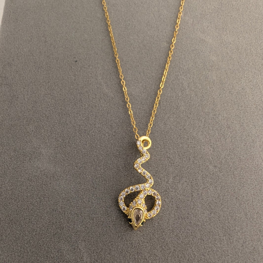 Gold snake-shaped pendant necklace