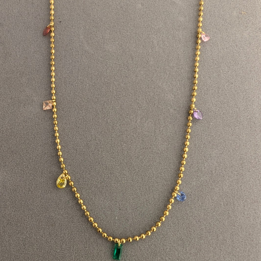 Rainbow prismatic jewel charm necklace