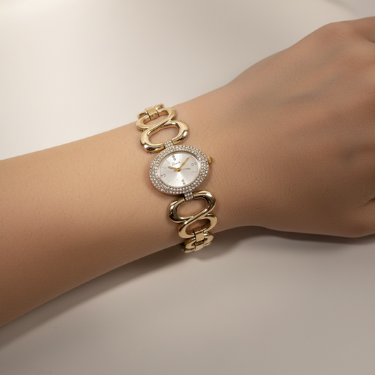 Crystal encrusted bezel watch