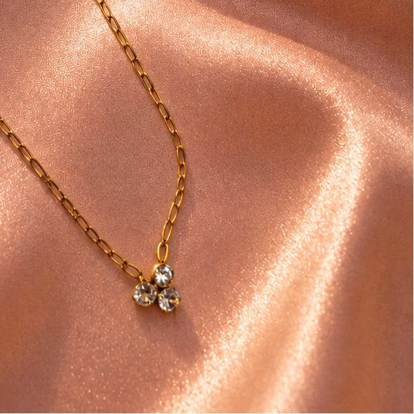 Luxury Triple Crystal Pendent Necklace
