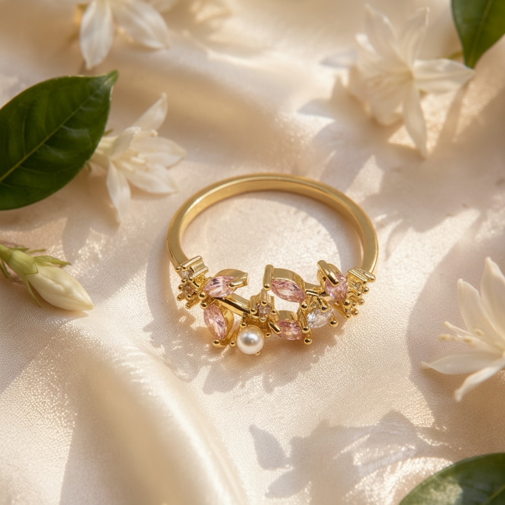 coper 18 k gold plated Premium Gold Crystal Ring