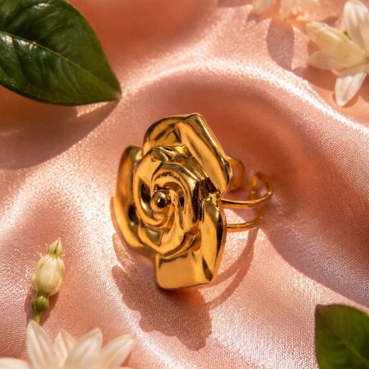 Elegant Gold Rose Adjustable Ring