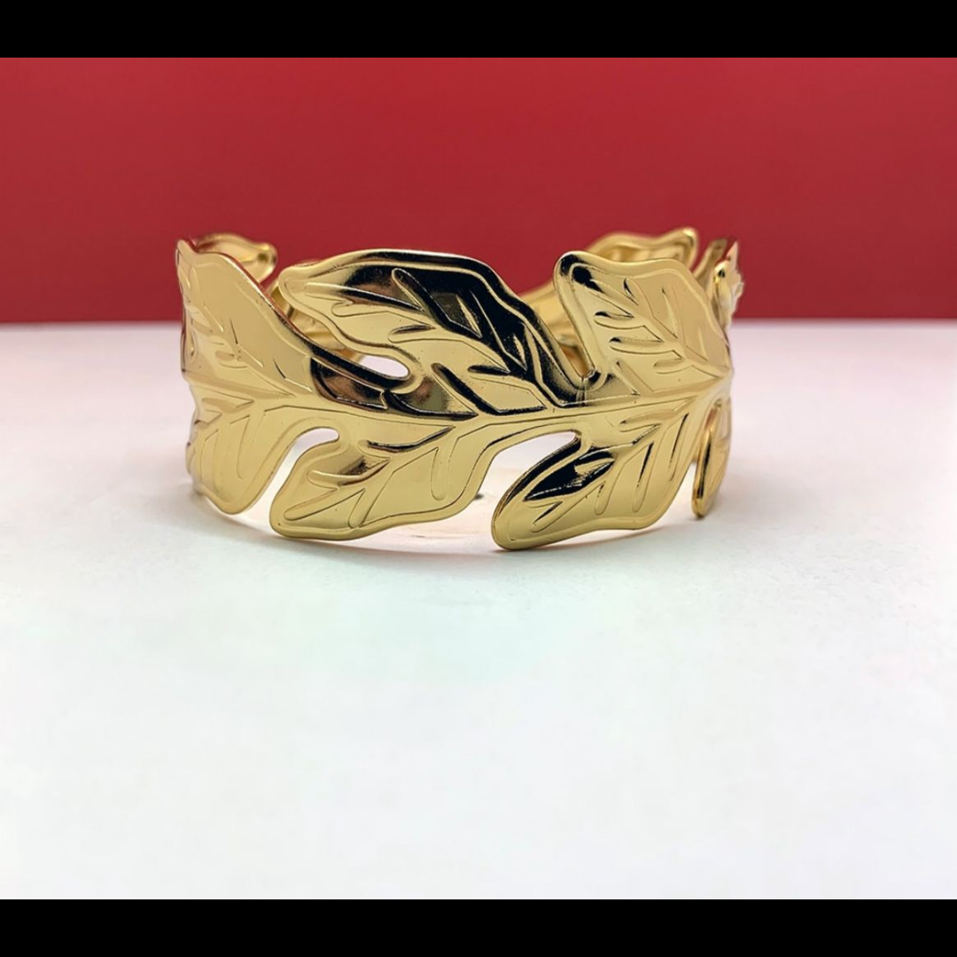 Golden leaf cut kada- 18K Gold Plated Anti-Tarnish Bracelet