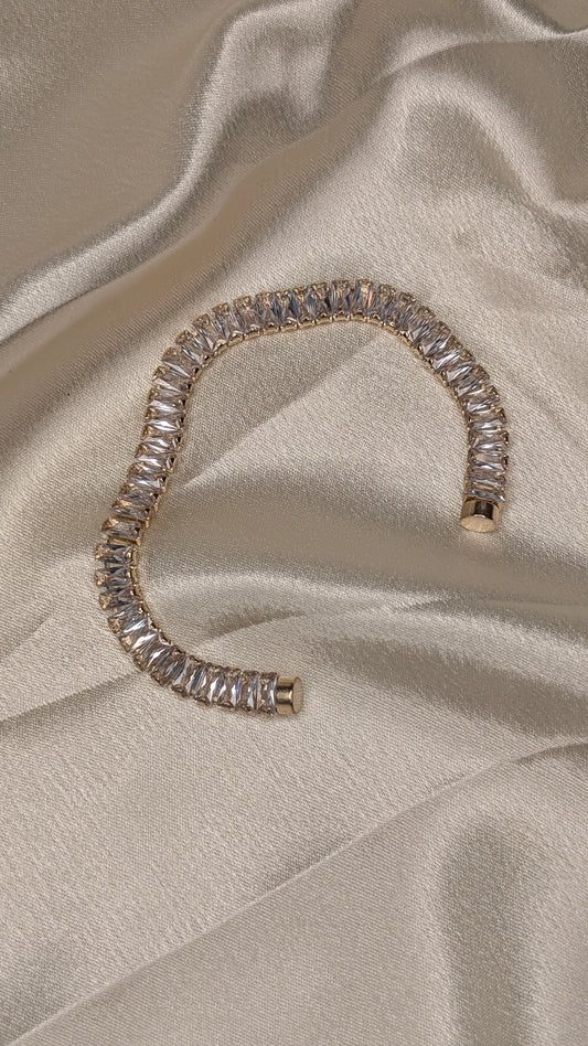 Antitarnish tennis white stones chain bracelet