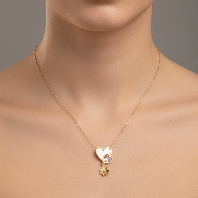 Demi fine Heart chain with flower