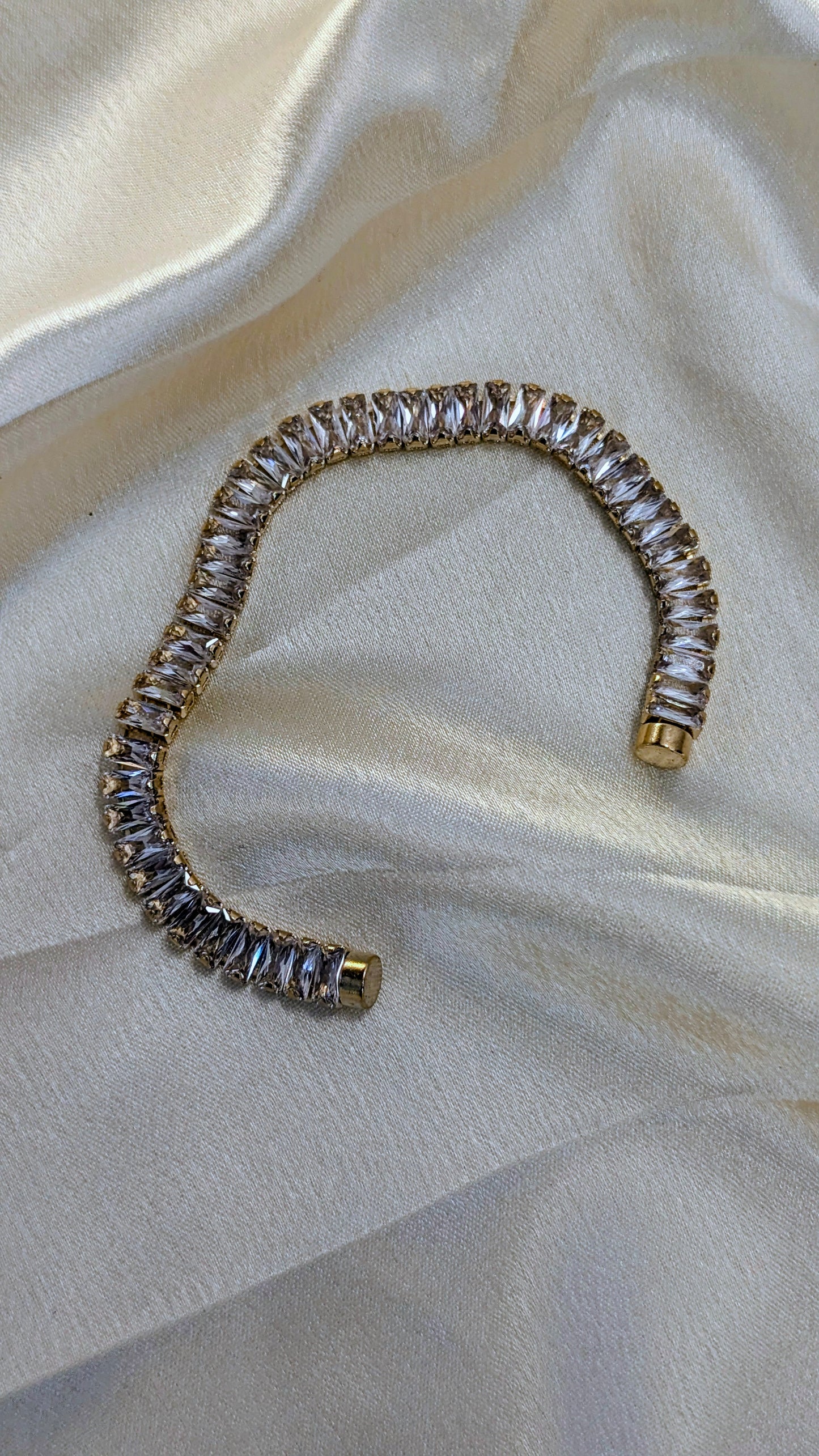 Antitarnish tennis white stones chain bracelet