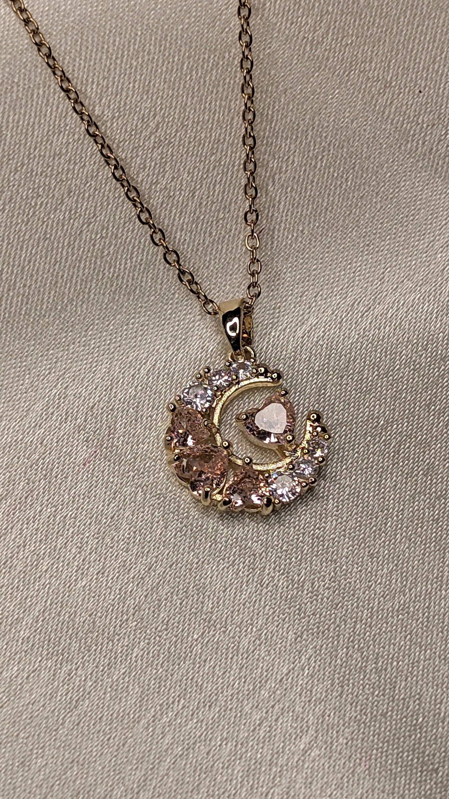 Half moon stones pendant chain