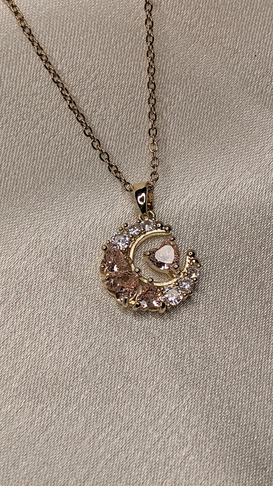 Half moon stones pendant chain