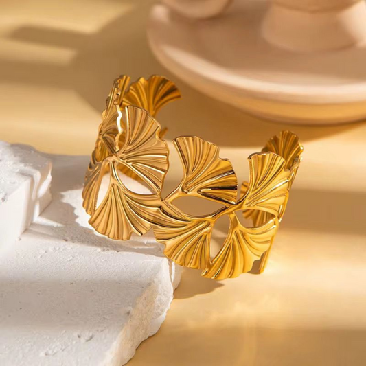 Golden petal Cuff Bracelet – 18K Gold Plated Anti-Tarnish Statement Kada