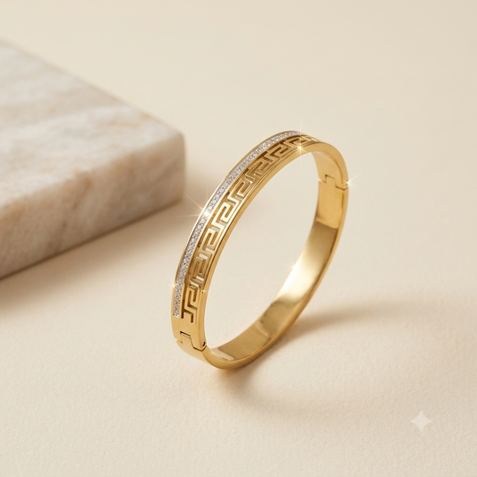 Classic Greek Key Gold Kada