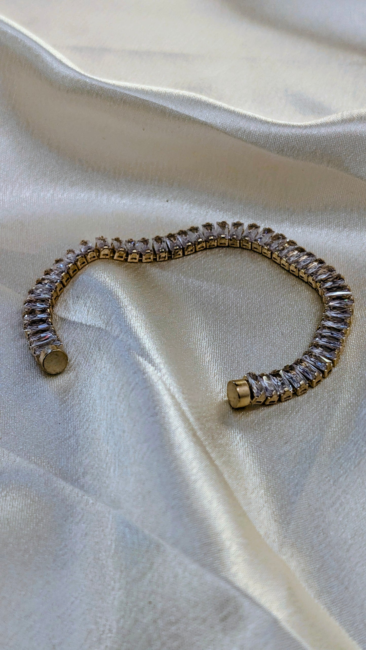 Antitarnish tennis white stones chain bracelet