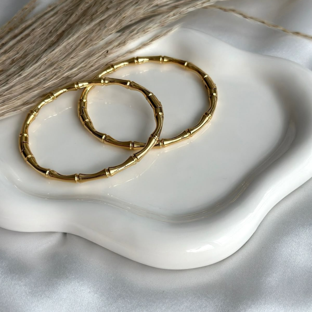 Bamboo Luxe Kada – 18K Gold Plated Anti-Tarnish Bracelet
