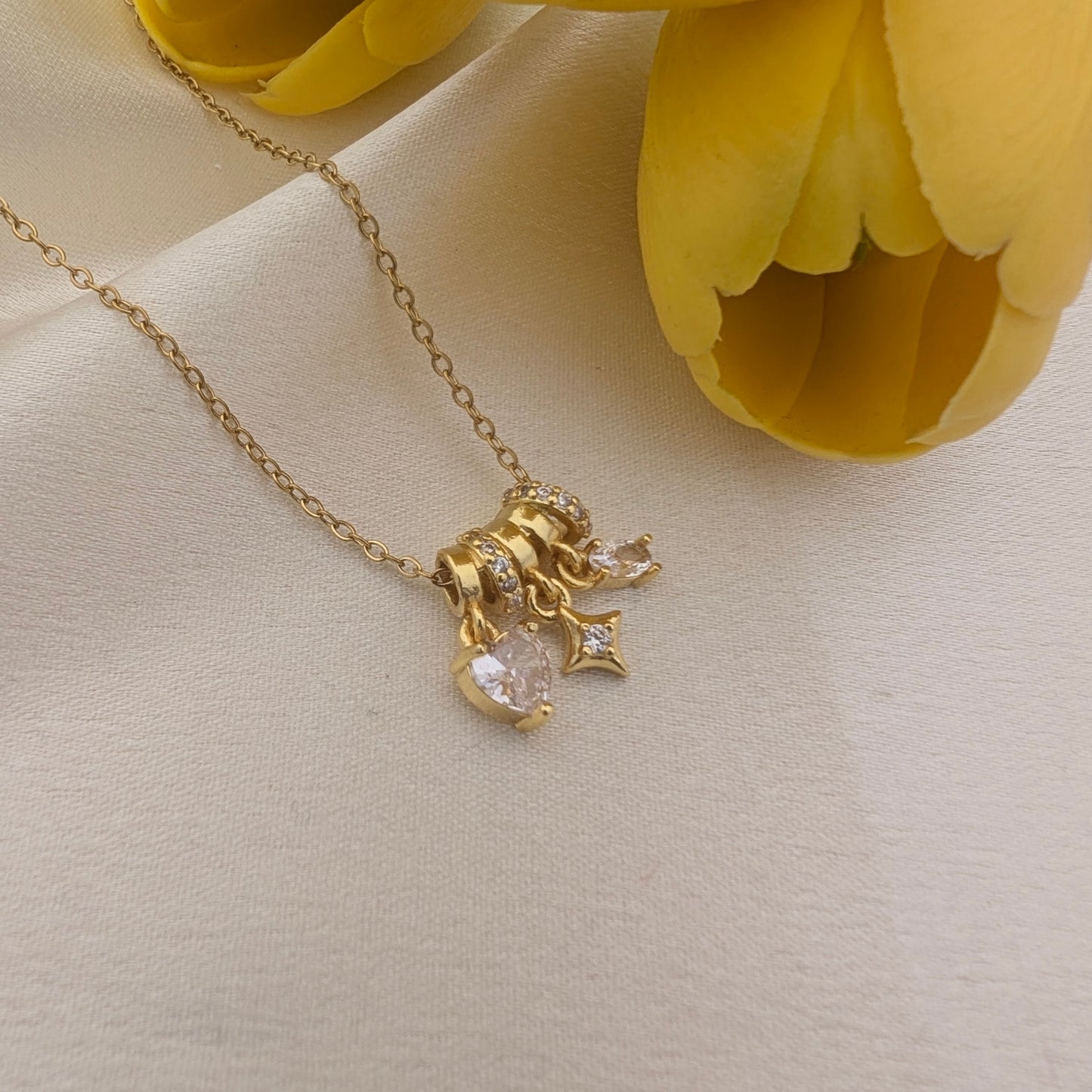 Golden Drop Charm Necklace