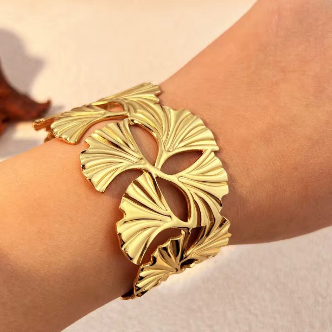 Golden petal Cuff Bracelet – 18K Gold Plated Anti-Tarnish Statement Kada