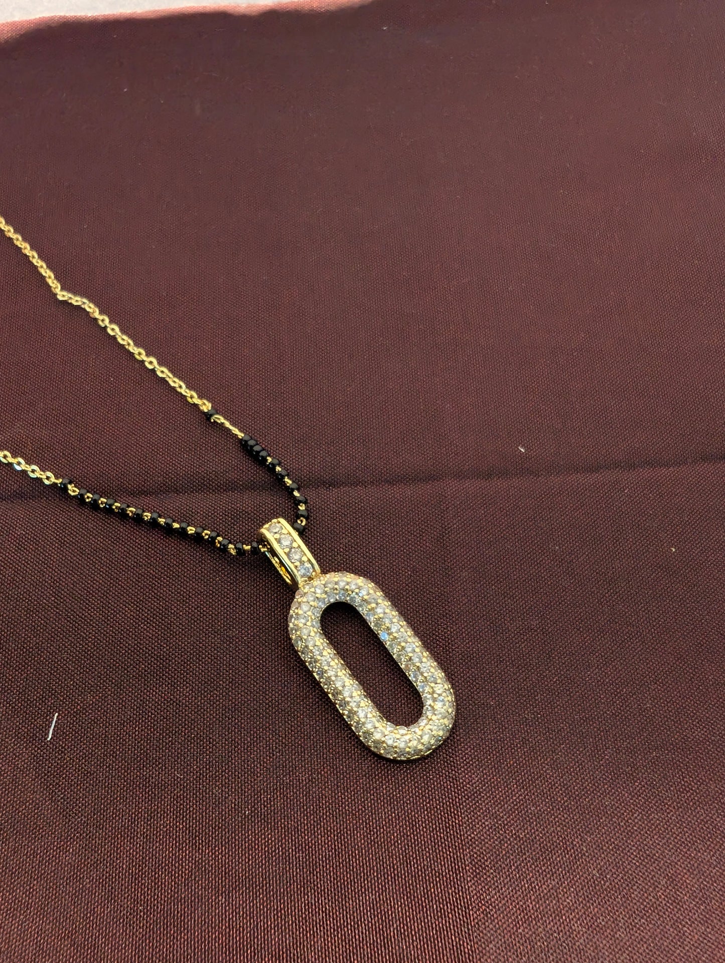 Antitarnish mangalsutra with oval shape pendant