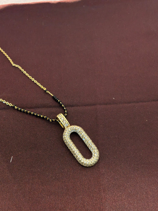 Antitarnish mangalsutra with oval shape pendant
