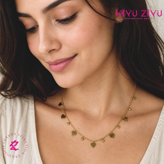 Heart drop charm necklace