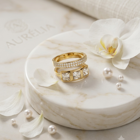 Eternity Spark Crystal Band Ring-18 K Gold Plated WaterProof Anti-Tarnish