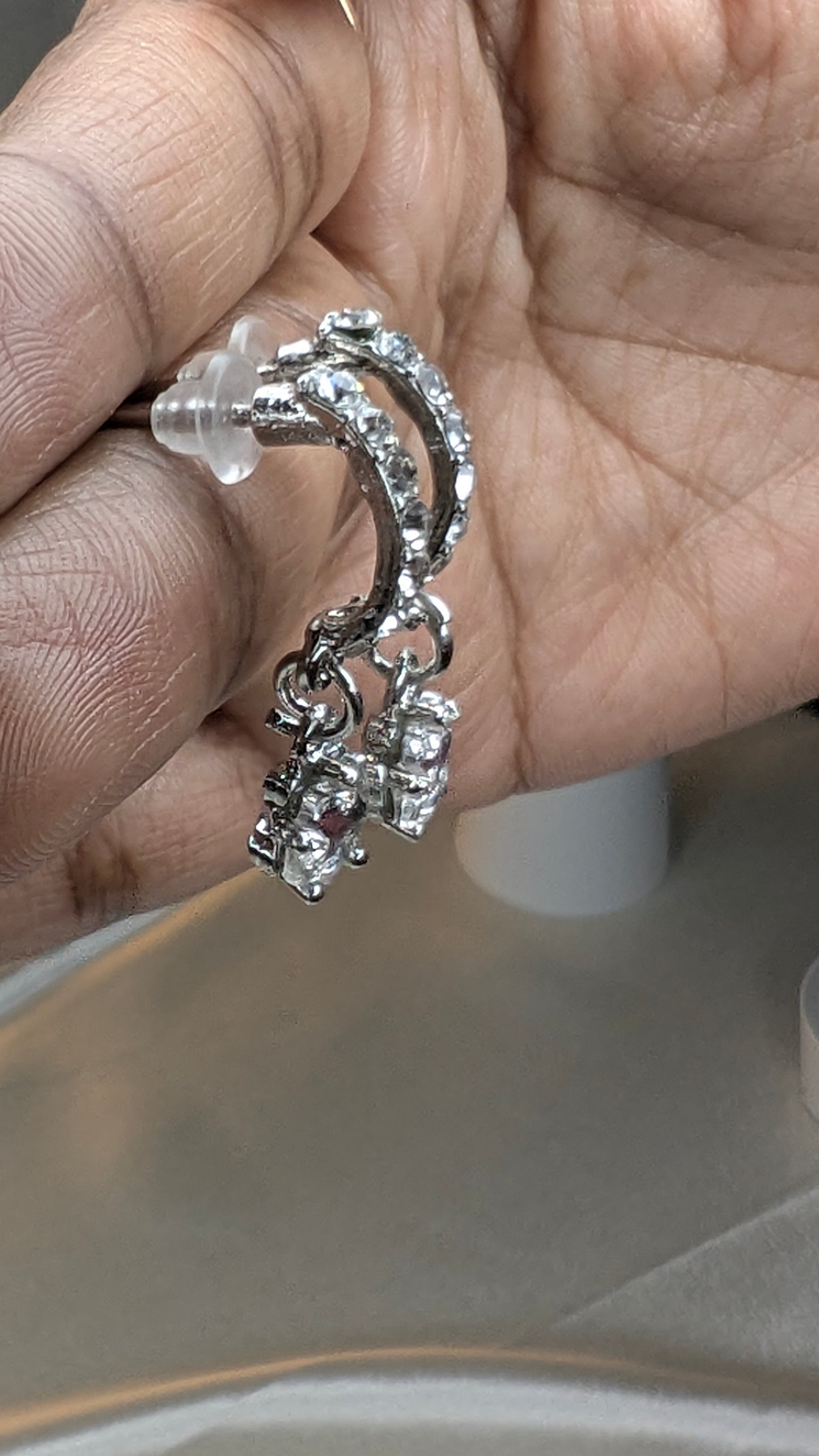 Minimal crystal drop stud earrings