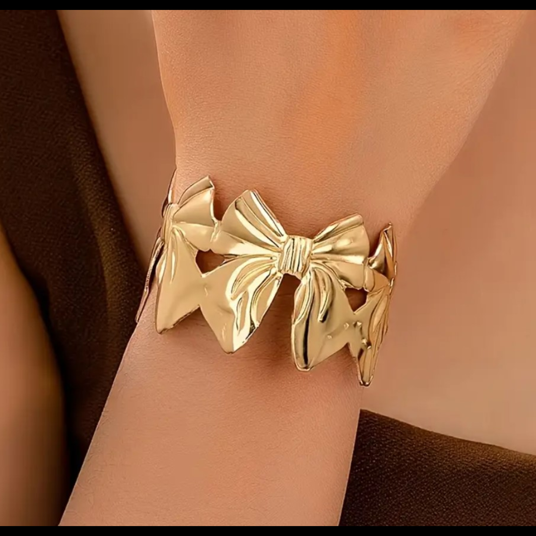 Golden Bow Statement Kada – 18K Gold Plated Anti-Tarnish Bracelet