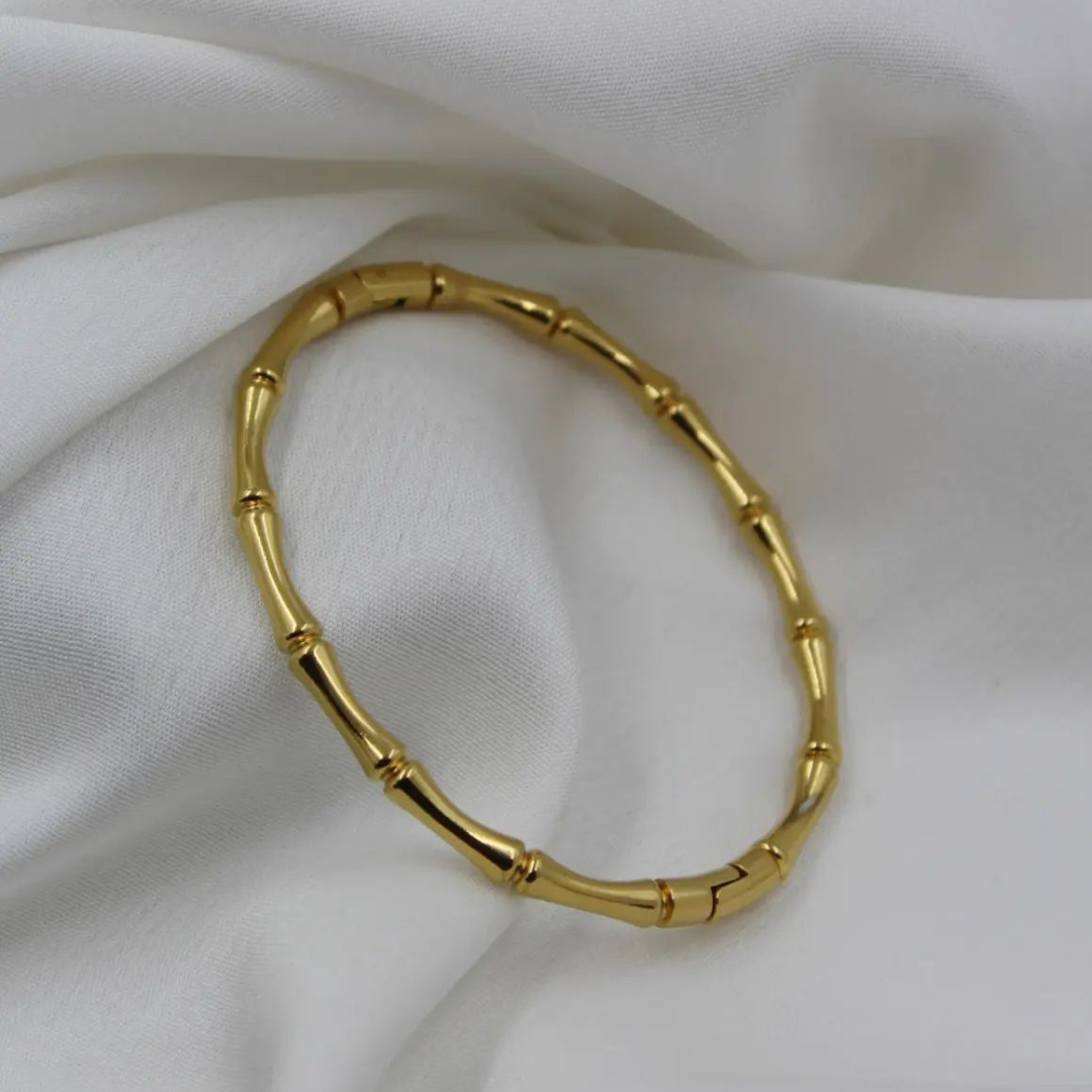 Bamboo Luxe Kada – 18K Gold Plated Anti-Tarnish Bracelet