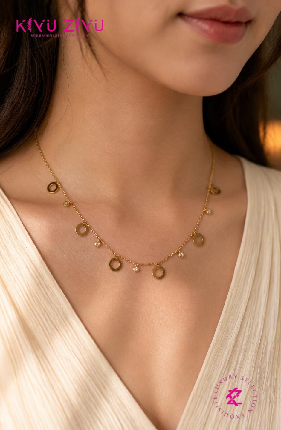Circle drop charm necklace